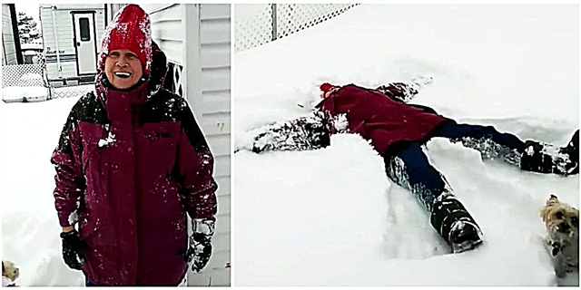 78-годишна баба докажува дека никогаш не сте премногу стари за да си играте на снег