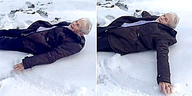 Observa esta Deliñosa avoa de 85 anos Fai un anxo de neve