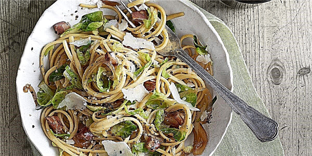 Pancetta-thiab-Brussels Sprouts Linguini