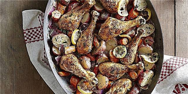 Куриные ножки и овощи в горчично-эстрагонном соусе