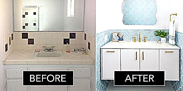 Antes e despois: Un baño datado obtén unha actualización con glamour