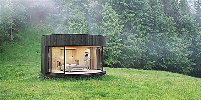 Instale esta cabina prefabricada de vidro e madeira nalgún sitio cunha vista asasina