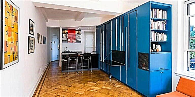 یک آپارتمان کامل در این کابینت بزرگ آبی مخفی شده است