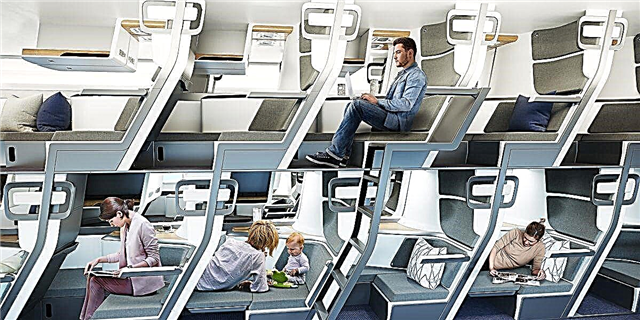 Este deseño de asentos en avión, como cama de cama, mantén os voos e ofrece un lugar para deitarse